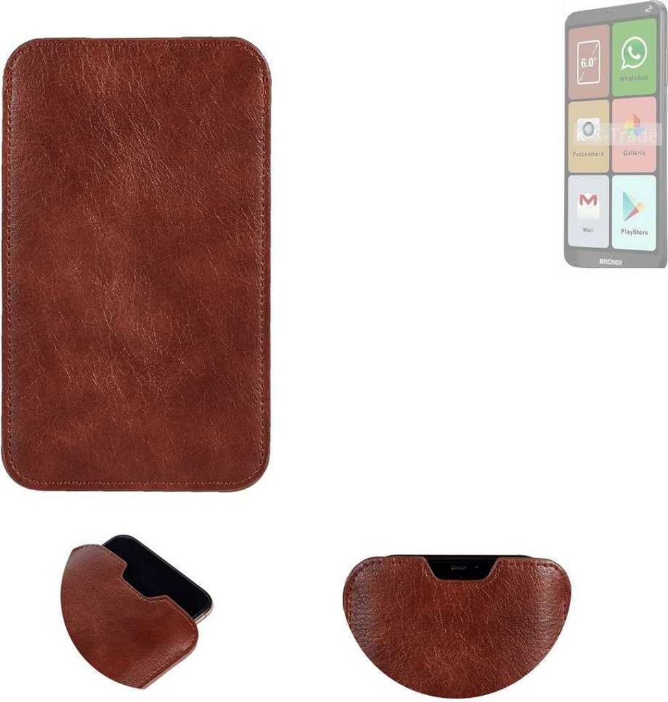 K-S-Trade Schutzhülle Handyhülle kompatibel mit Brondi Amico Smartphone XL Nero Handytasche Kunstleder Sleeve in braun
