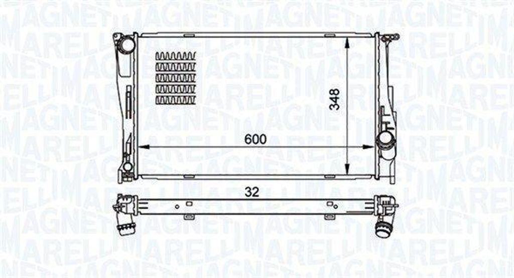 MAGNETI MARELLI 350213157500 Kühler Wasserkühler Motorkühler für BMW 3 Touring (E91) 3 Limousine (E90) 1 Schrägheck (E87) X1 (E84) 3 Coupe (E92)