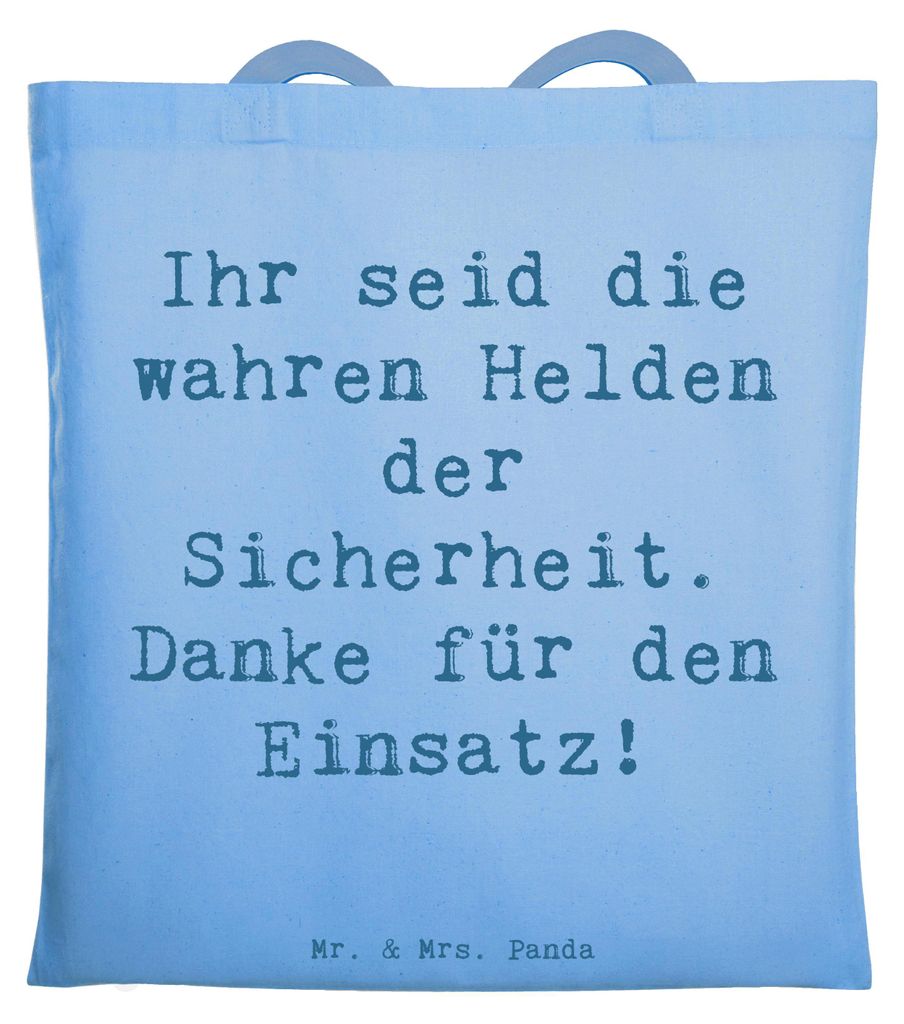 Mr. & Mrs. Panda canvas tasche Spruch Sicherheitsdienst Helden - Sky Blue - Geschenk, Schultasche, Tote Bag, Aufmerksamkeit, Danke, für den Einsat...