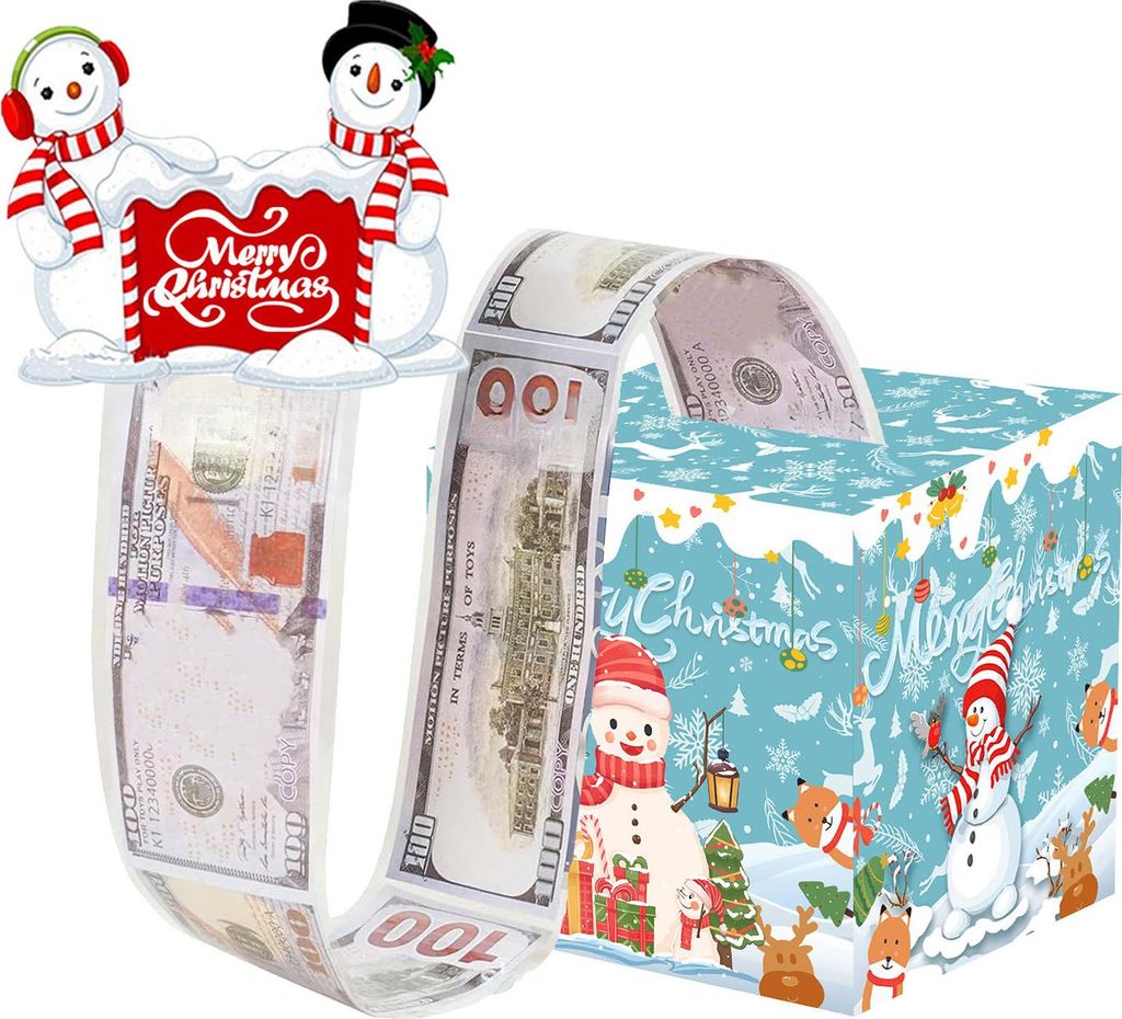 Weihnachtsgeldbox zum Herausziehen, DIY-Weihnachtsgeschenkbox mit transparenten Beuteln, Weihnachtsgeldhalter zum Herausziehen für Kinder und Erwa...