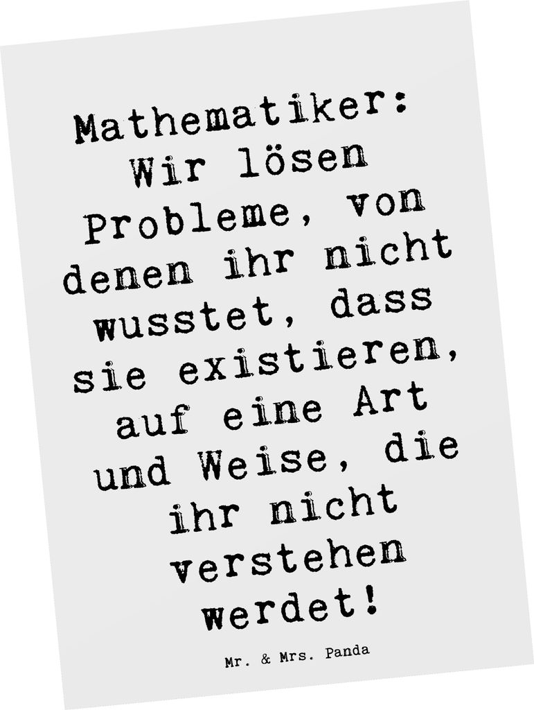Mr. & Mrs. Panda Postkarte Spruch Mathematiker Magie - Weiß - Geschenk, theoretische Mathematik, Postkarten, Ansichtskarte, Grußkarte, Formeln, B...
