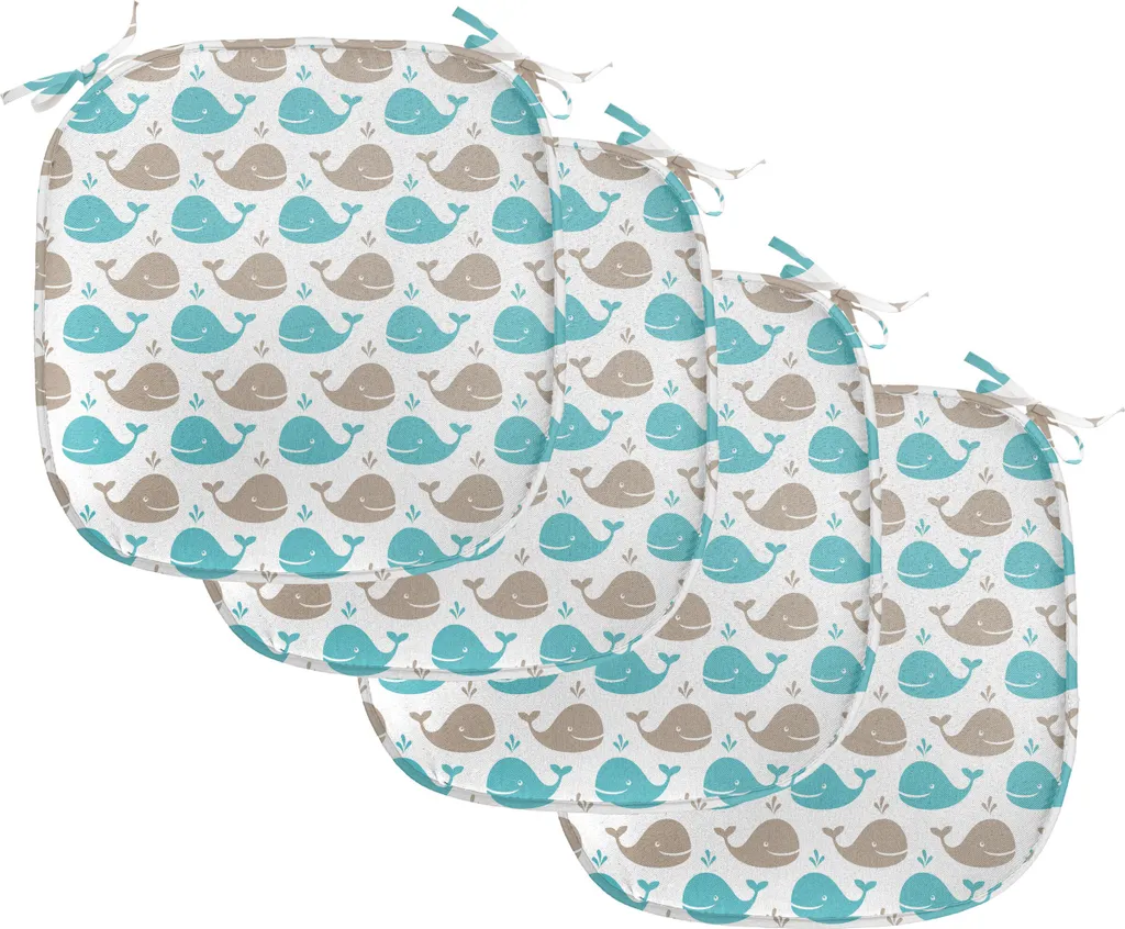 Coussin de chaise imperméable avec sangles 40x40cm turquoise lot de 4
