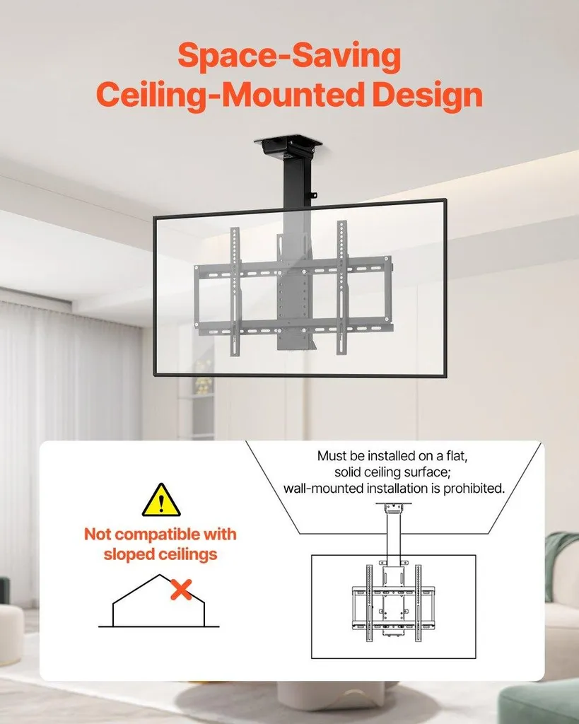 Support TV motorisé plafond 32-55 pouces réglable avec télécommande RF - 6