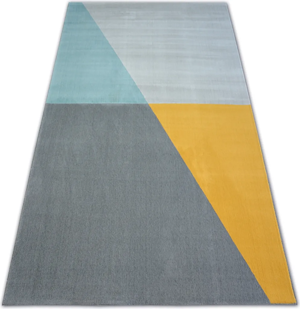 Tapis Déco Scandinave 80x150 cm pour Chambre et Salon Gris et Turquoise