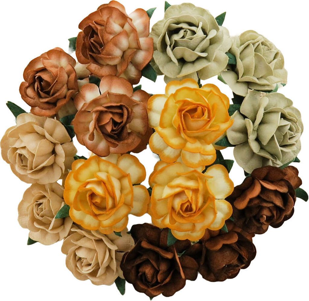 ROSEN Tea 40mm 20Stk Scrapbooking Maulbeerpapier Blumen Flower, beige mix
