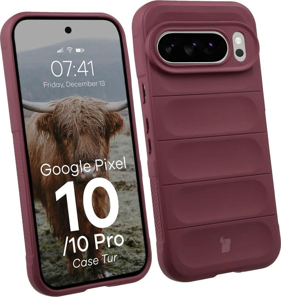 Robuste Handyhülle für Google Pixel 10 / 10 Pro, Bizon Case Tur, Burgunderrot