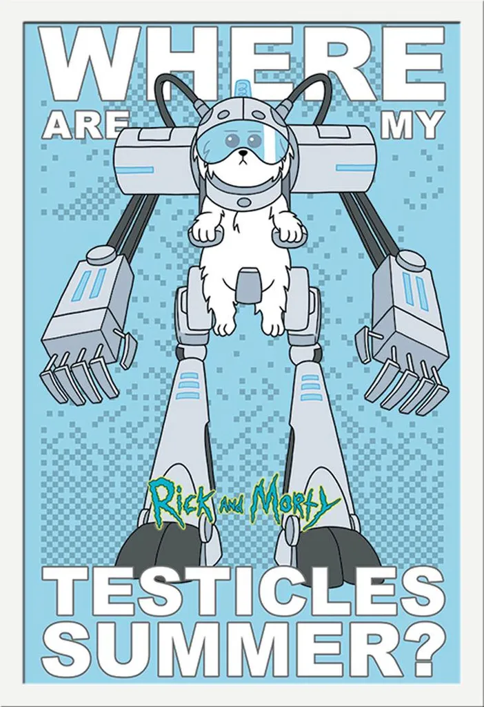 Poster Rick & Morty 'Dove sono i miei testicoli' + Cornice Shinsuke