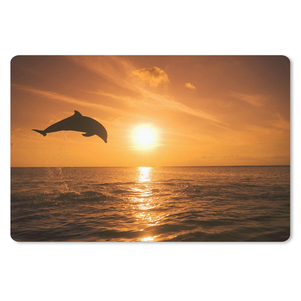 MuchoWow Mauspad Mousepad Delfin - Sonne - Meer 27x18 cm - Mousepads - Maus Mat - Pad - Mausunterlage - Büroartikel - Desk Matten