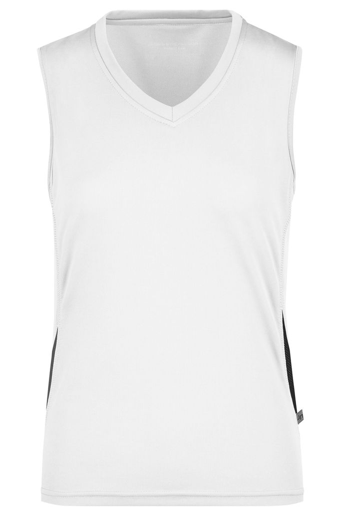 James & Nicholson Damen Lauf Shirt ärmellos T-Shirt JN315 white/black M