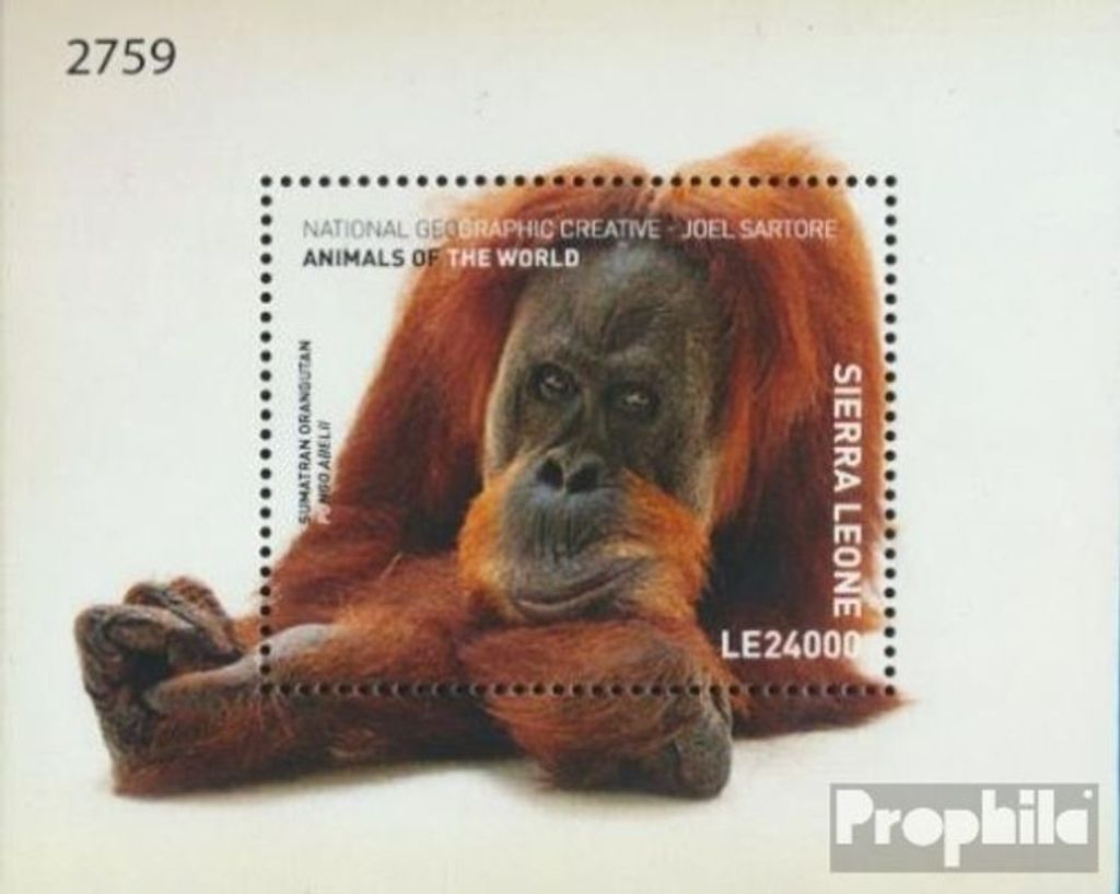 Briefmarken Sierra Leone 2016 Mi Block 1134 (kompl. Ausg.) postfrisch Affen