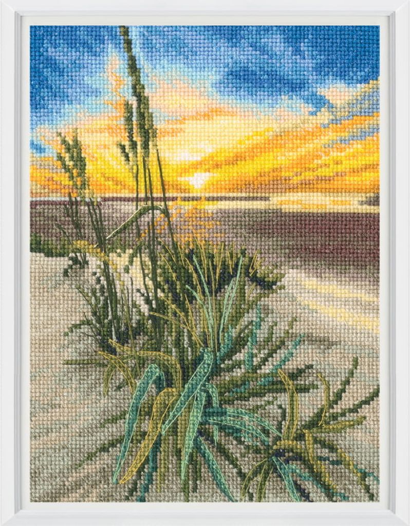 RTO Kreuzstich Stickpackung "Sonnenuntergang am Meer", Zählmuster, 14x19cm