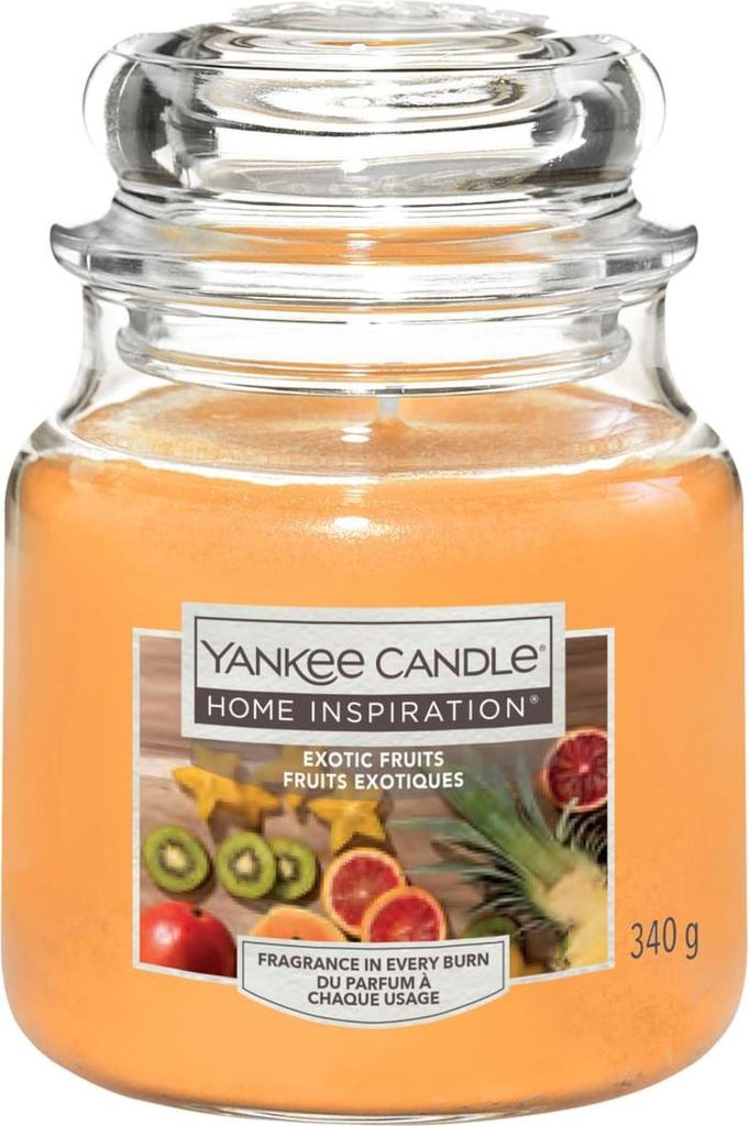 Yankee Candle Duftkerze Mittleres Glas Exotic Fruits 340 g, orange