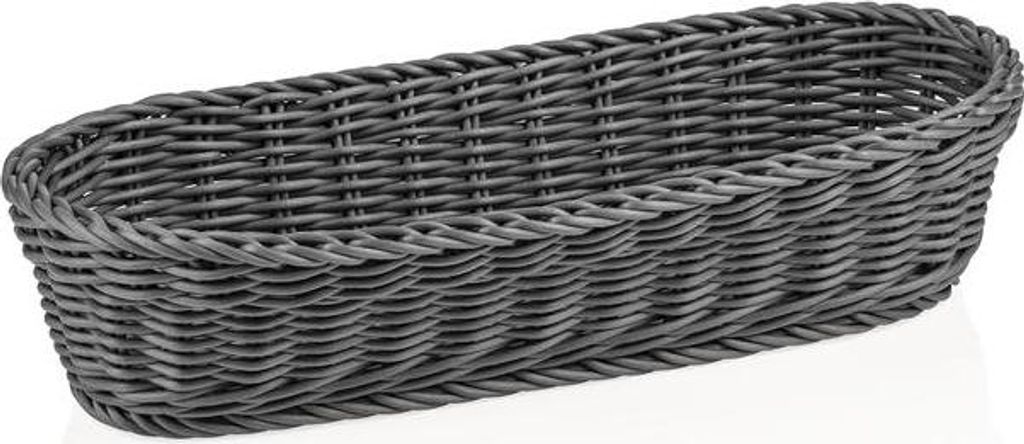 8x Baguettekorb Weaver Pro Systemkörbe, 40 x 16 x 8 cm, oval, grau, Polypropylen, BPA frei