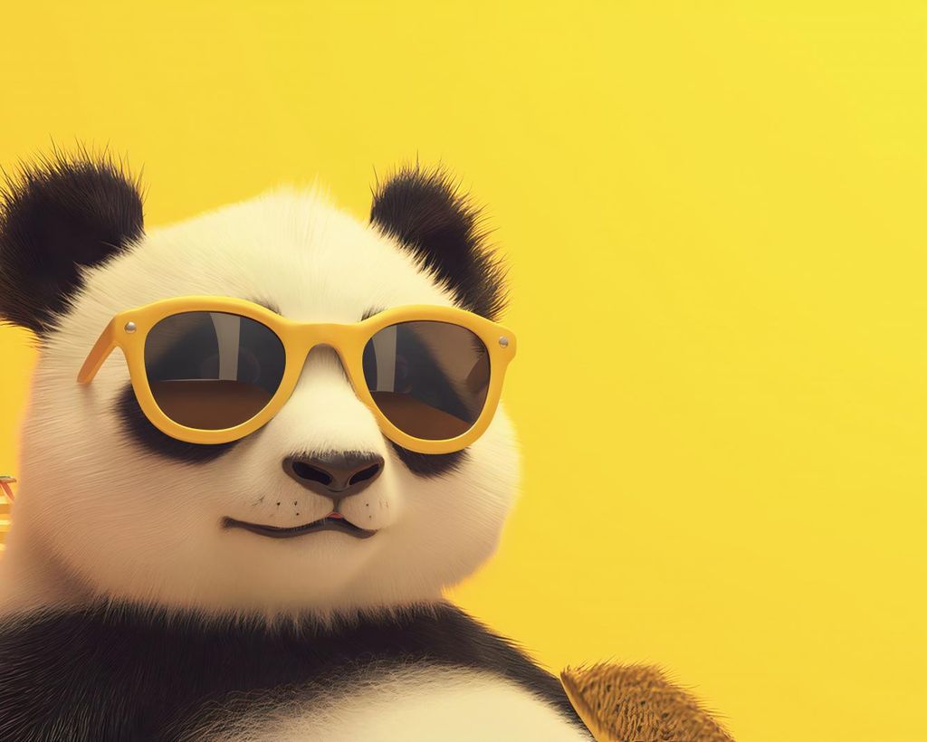 Plakat 50x40cm Panda in Urlaubsstimmung