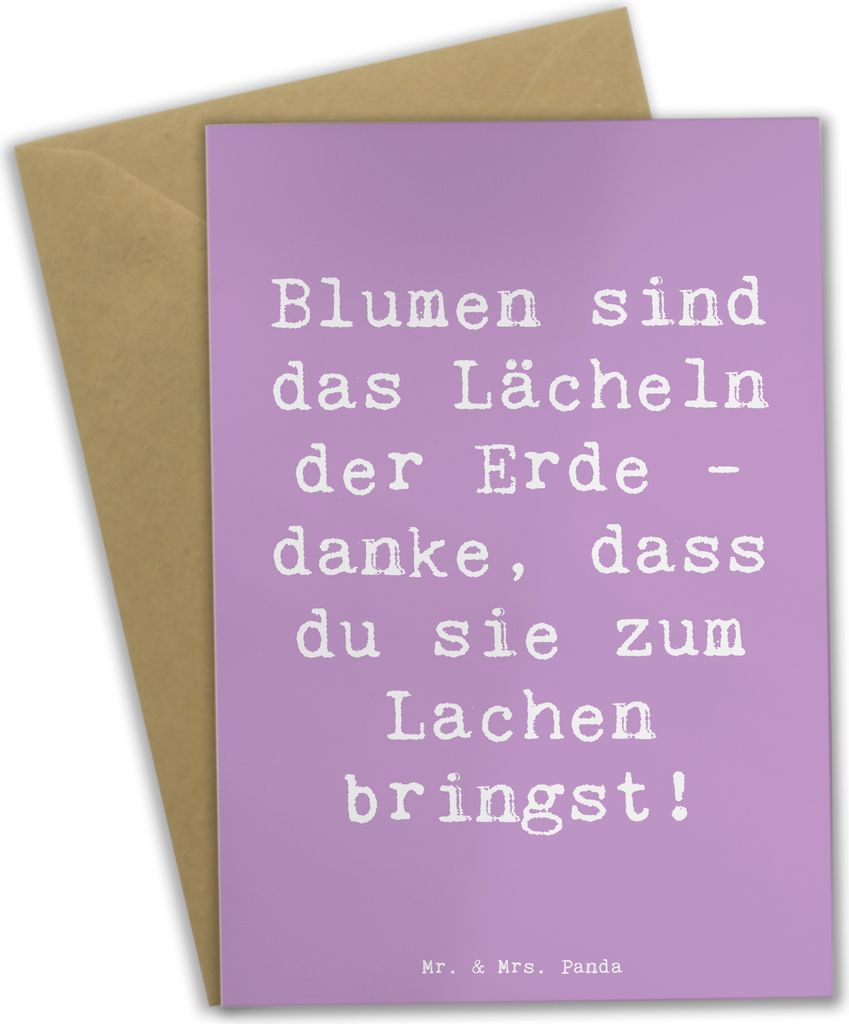 Mr. & Mrs. Panda Grußkarte Spruch Florist Erde Lächeln - Lavendeltraum - Geschenk, Bedanken, Aufmerksamkeit, Blumen-Dankesgeschenk, einladungskar...