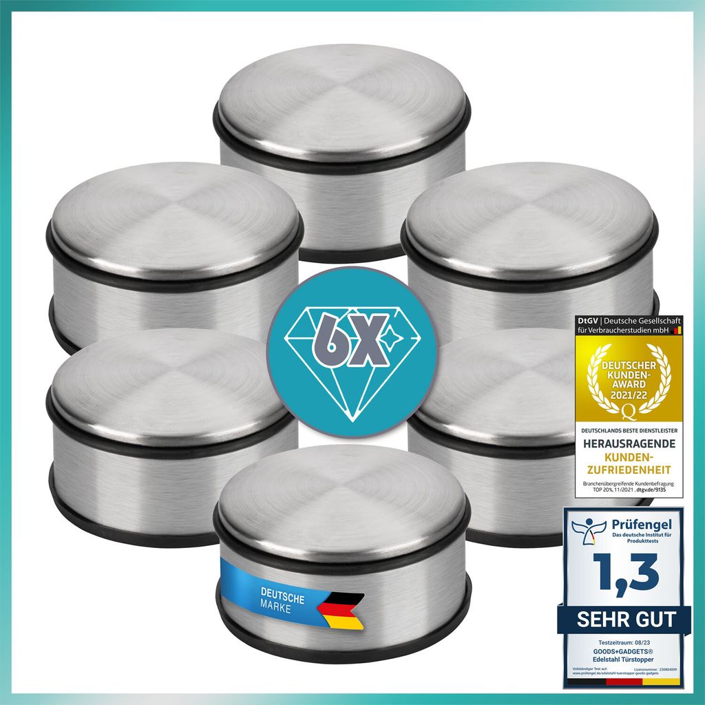 6 Stück Set - Edelstahl Türstopper