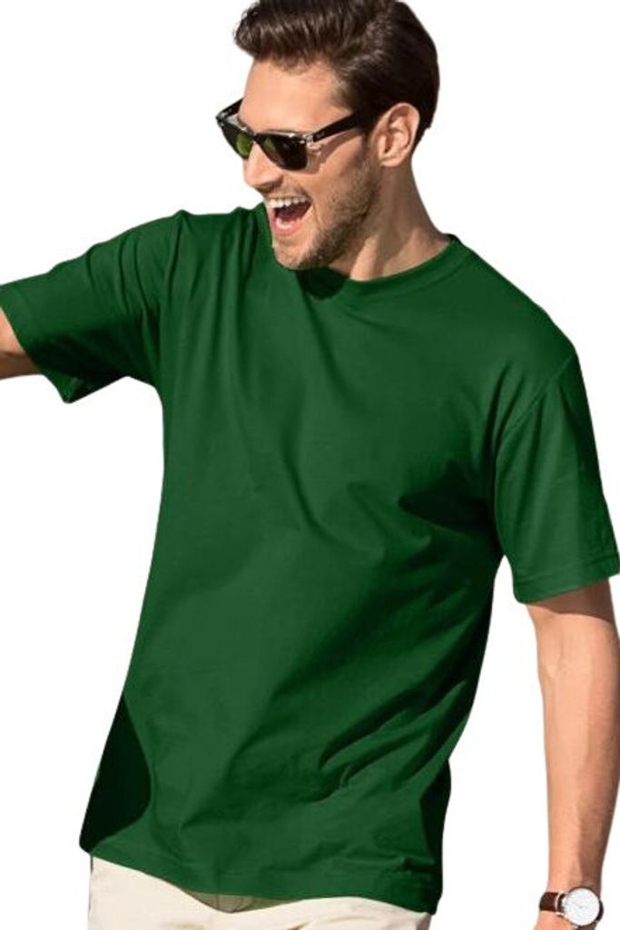 Herren-T-Shirt für den Sommer, 100% Baumwolle, unbedruckt, einfarbig, 145g/m2, Farbe Flaschengrün, Größe M