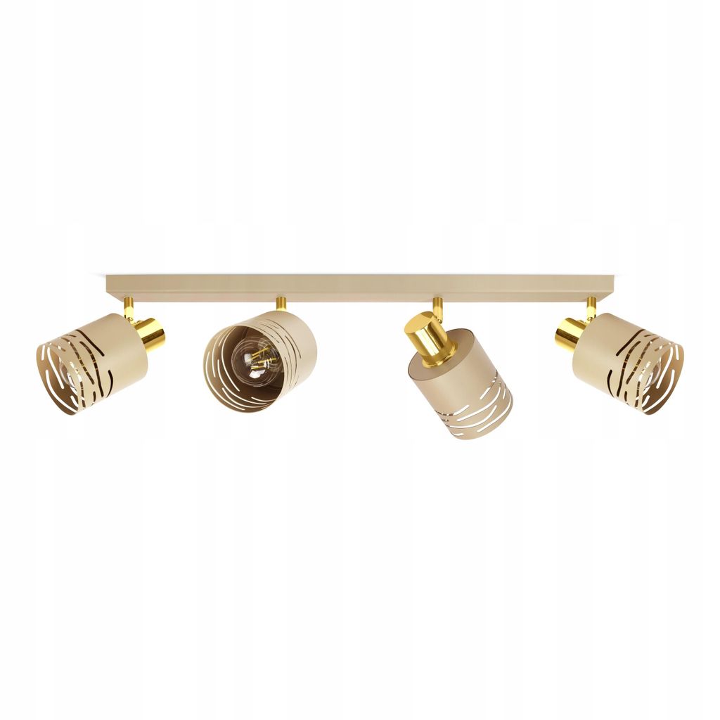 LUXOLAR - LED Deckenleuchte 4-flammig Creme/Gold E27 60W - Deckenlampe Schwenkbar für Wohnzimmer, Küchen - Modern, Japandi Design