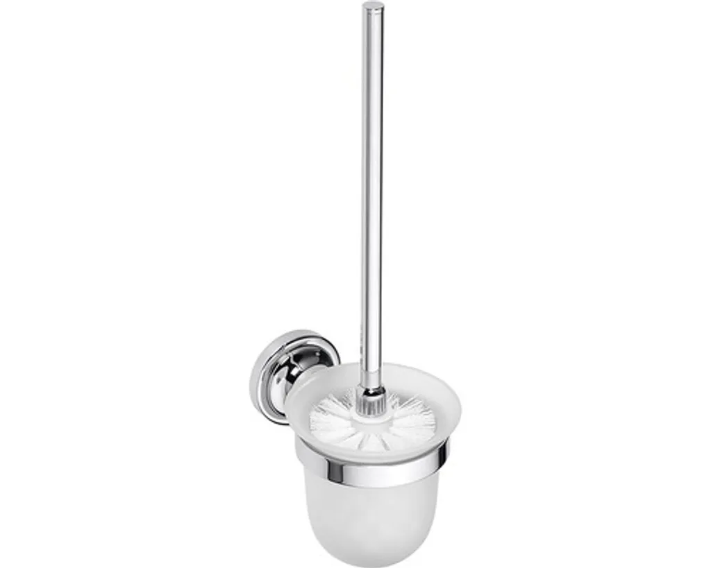 Goupillon de toilettes RETRO en laiton chromé et bol en verre 11x36x15 cm