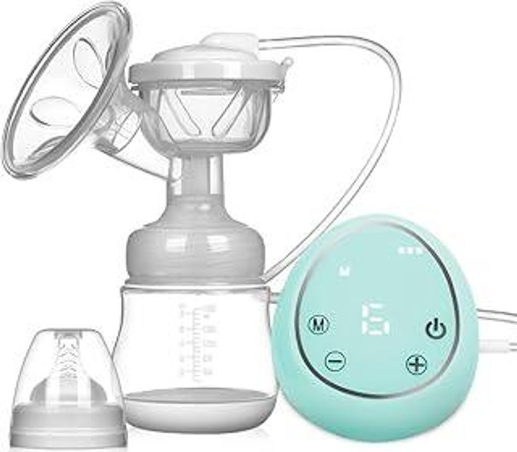 Elektrische Milchpumpe, wiederaufladbare Brustpumpe mit 3 Modi und 9 Stufen, ultra-leises Muttermilch-Abpumpset inklusive Schnuller, kompakt und au...