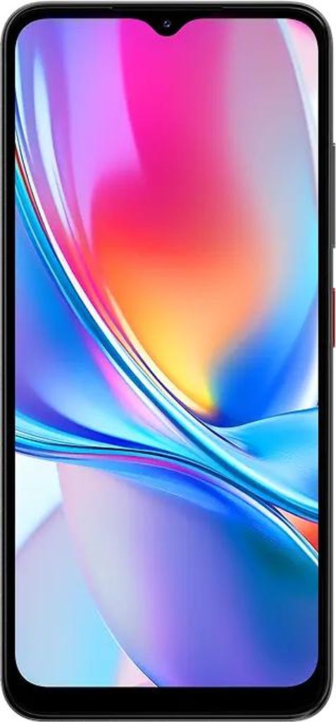 A smartphone with a colorful wallpaper displayed on its screen.