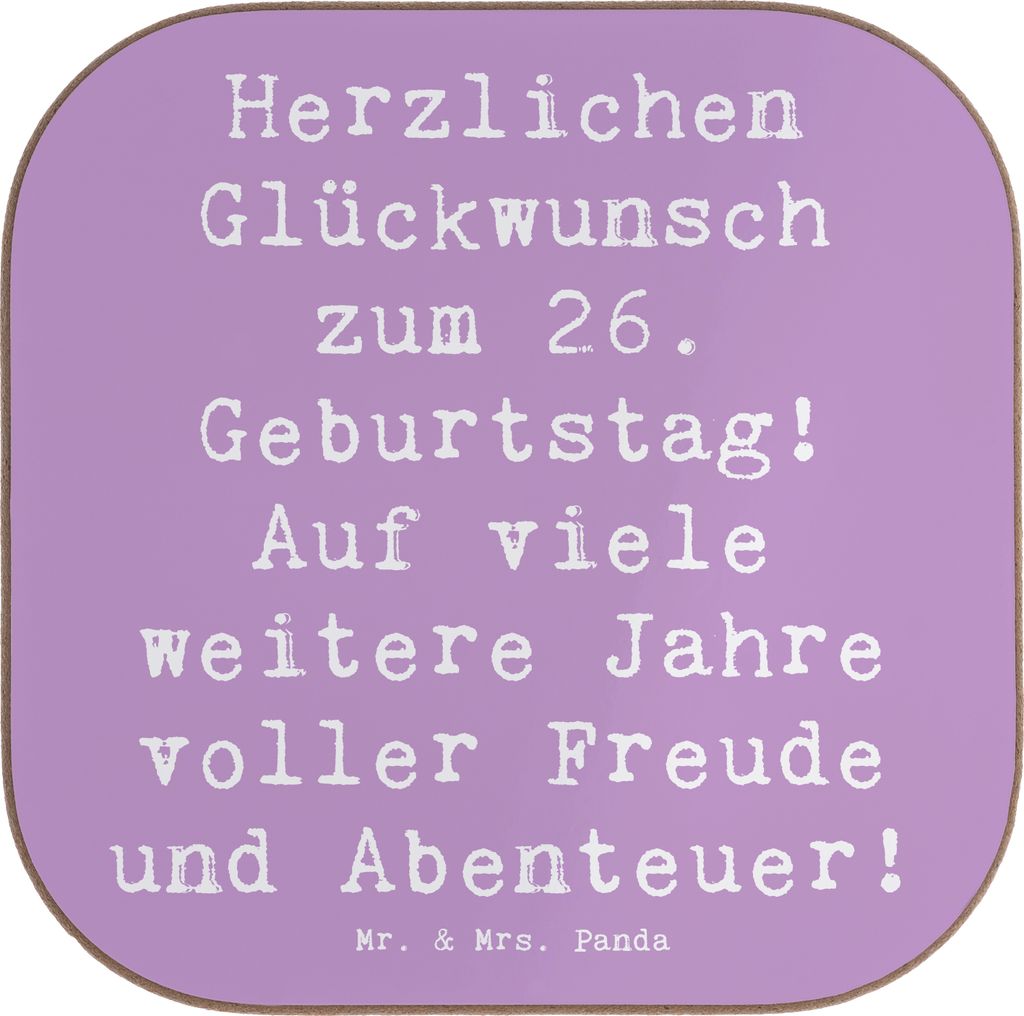 Mr. & Mrs. Panda Holzuntersetzer Spruch 26. Geburtstag - Lavendeltraum - Geschenk, gläseruntersetzer, Abenteuer, neue, besonderer Tag, Untersetzer...