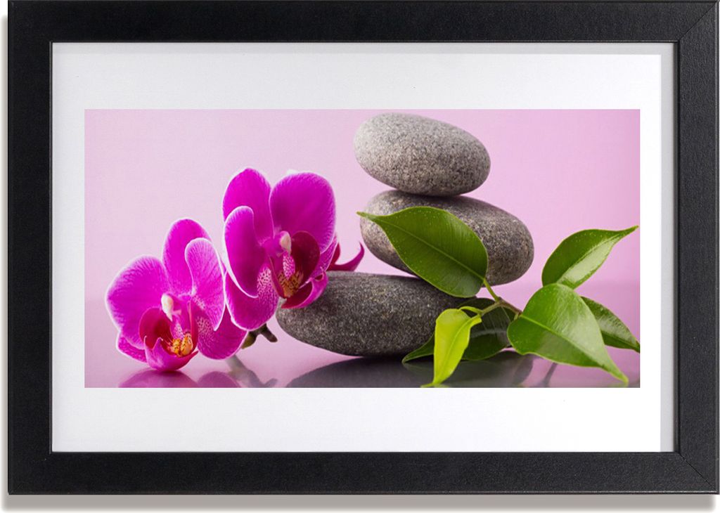 Bild 30x20 MDF-Rahmen Wandkunst Zen-Blumen-Orchidee Pflanze