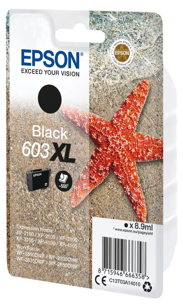 Epson 603XL Nero Originale | Cartuccia Stella Marina per XP-3100 XP-4100