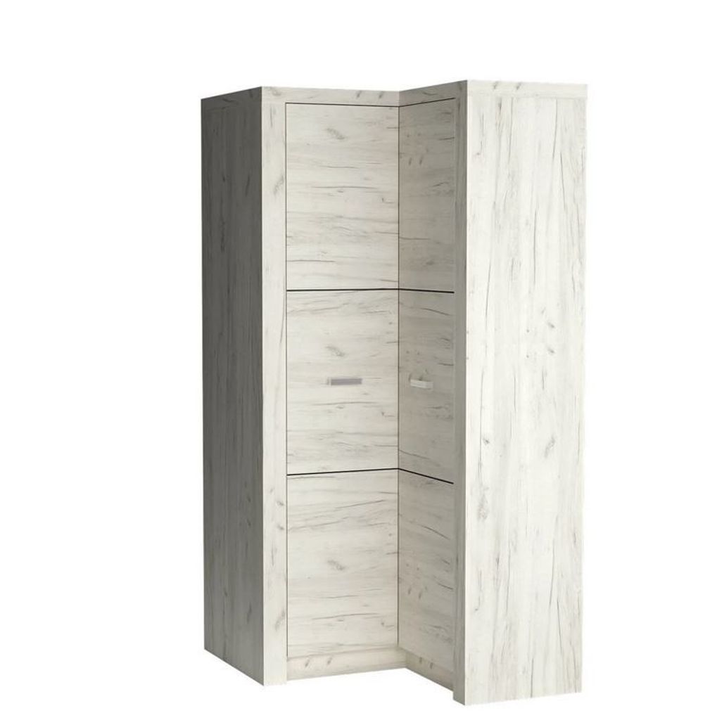 Eckkleiderschrank 106 cm BESS - weiß kraft Eiche