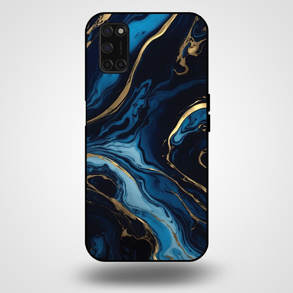 Smartphonica Handytasche für OPPO A52 / A72 4G / A92 mit Marmordruck - TPU Rückseitenschutzhülle Marmordesign - Gold Blau