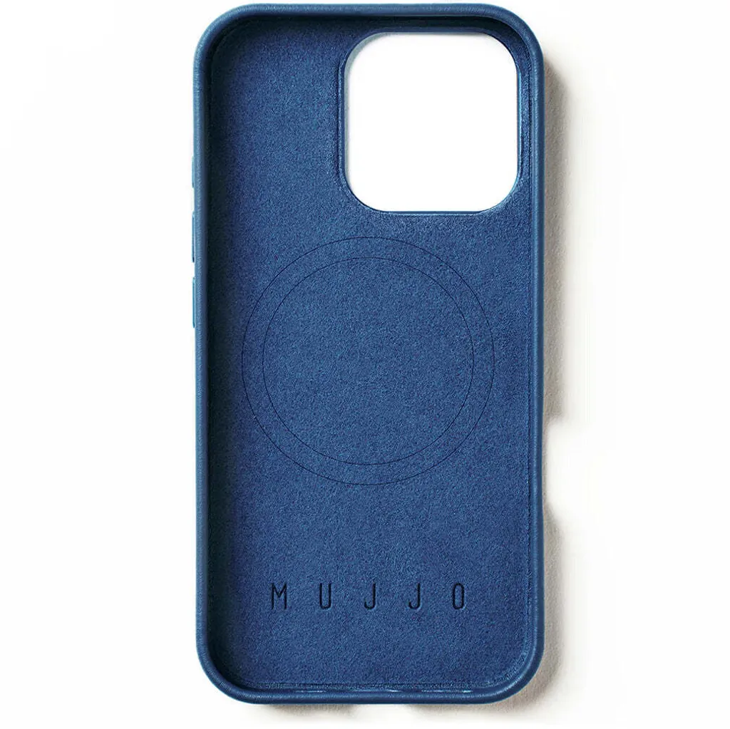 Protection luxe iPhone 16 Pro Mujjo étui cuir véritable bleu monaco - 4