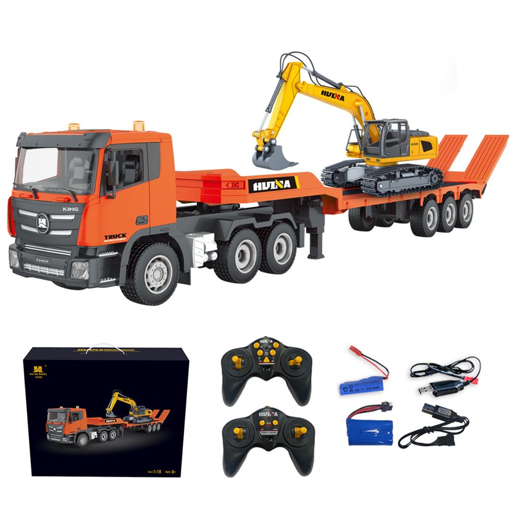 RC-Truck RC LKW und RC Bagger Spielzeug, 2.4Ghz Ferngesteuerter Pritschenwagen