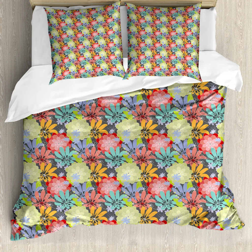 Parure de lit double avec housse de couette et taies d'oreiller