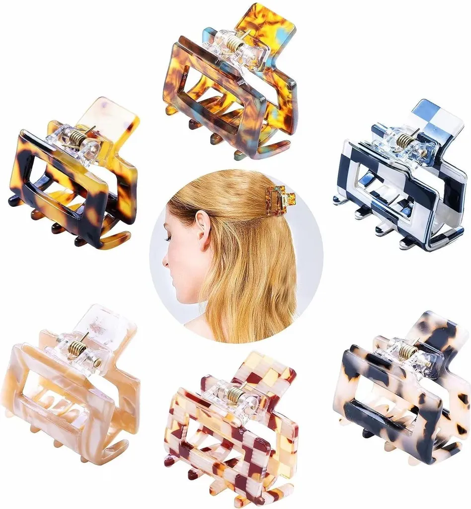 Kavya fermagli per capelli da donna | Set di 6 fermagli per capelli leopardati in acetato
