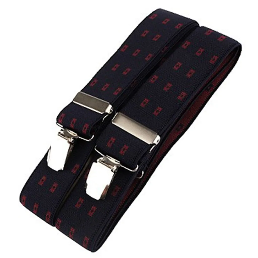 KANGDAI Bretelle da uomo, larghezza 3,5 cm, molto forti, 4 clip in metallo, pantaloni da lavoro, pantaloni da moto, bretelle regolabili ed elastiche, taglia unica per uomini e donne X Style, Blu