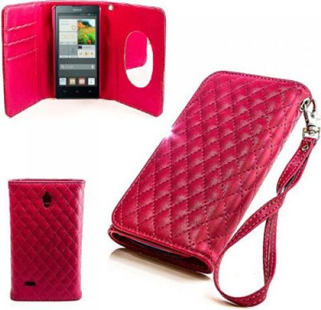 Huawei Ascend G700 Booksytle Handtasche Mirror Pink