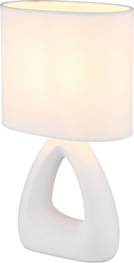 Tischleuchte, Keramik Textil, weiß, H 30 cm Produktbild 