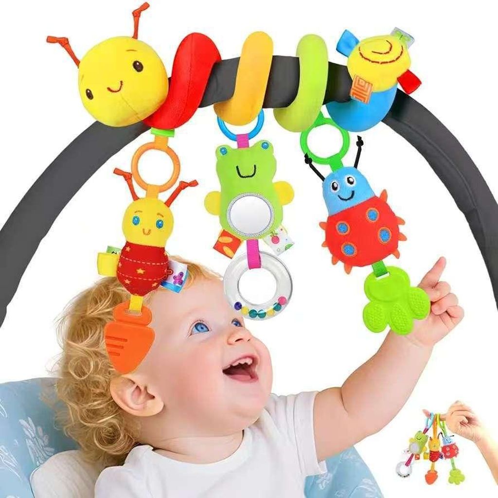 Baby Spiral Spielzeug, Bett Mobile, Hängespielzeug, Stofftier, Kinderwagen Deko, Frühförderung, Geschenk, Biene Groß