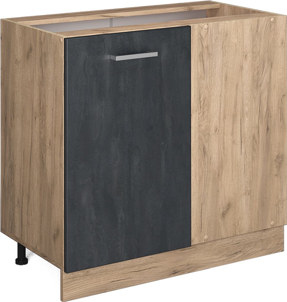 Eckunterschrank Vicco R-Line Schwarz Beton 86 cm ohne Arbeitsplatte, Model 47556