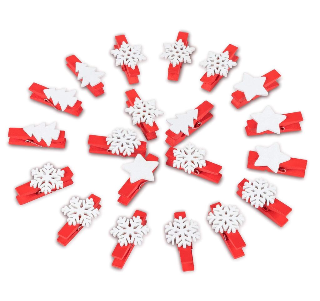 50 Stück Holzklammern Weihnachten 3,5 cm, Zierklammern aus Holz, Wäscheklammern für Deko, Handwerk, Foto, Patchwork, Weihnachtskleinigkeiten in Rot