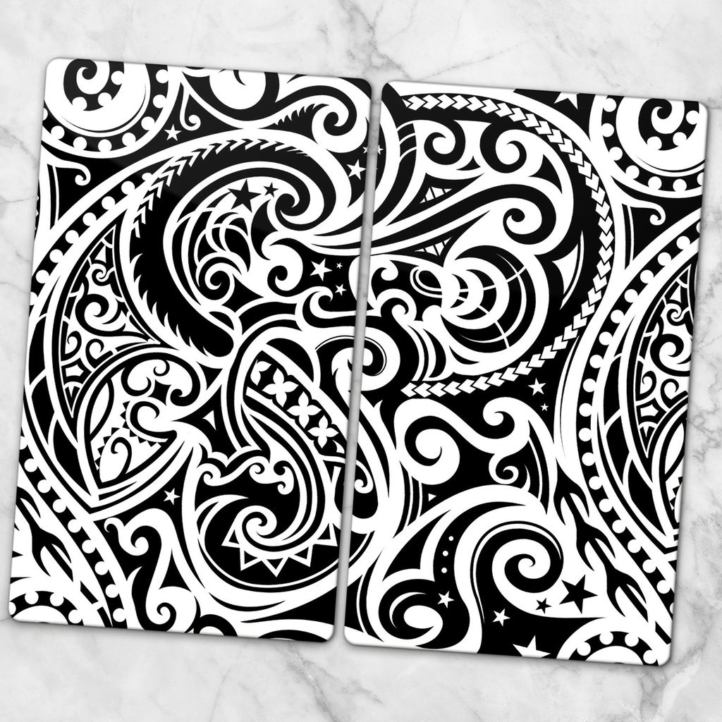 Glas-Herdabdeckplatten Glaskeramikkochfeld-Abdeckung Spritzschutz Glas 2x30x52 cm - Ornamente