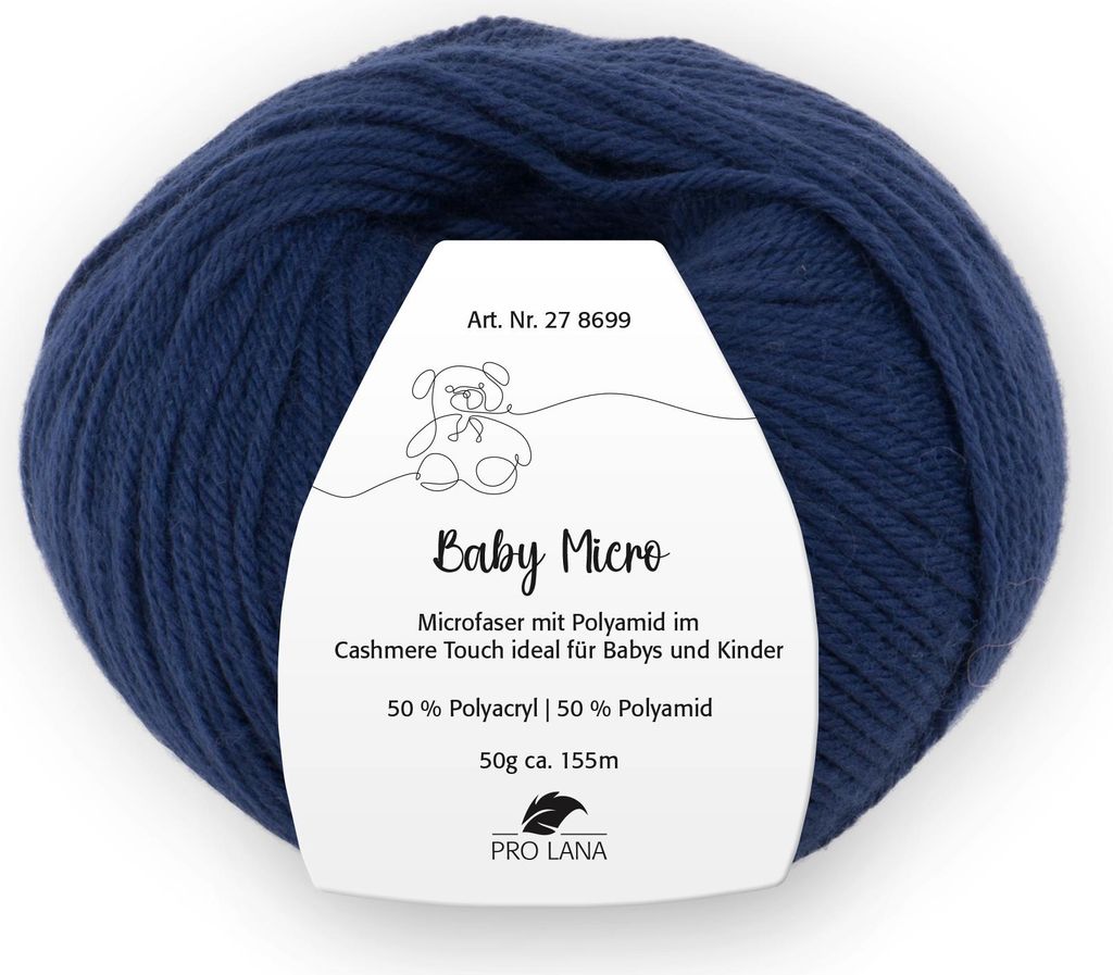 Pro Lana Baby Micro Garn super weich – 50% Polyacryl & 50% Polyamid, , ideal für Babydecken & Babykleidung 50 marine