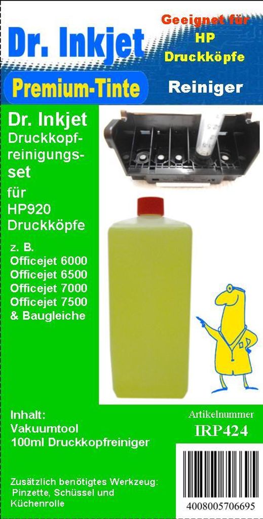 HP920 Dr.Inkjet Düsenreinigungsset für HP Drucker mit den Druckerpatronen HP920 oder baugleiche Druckköpfe - IRP424
