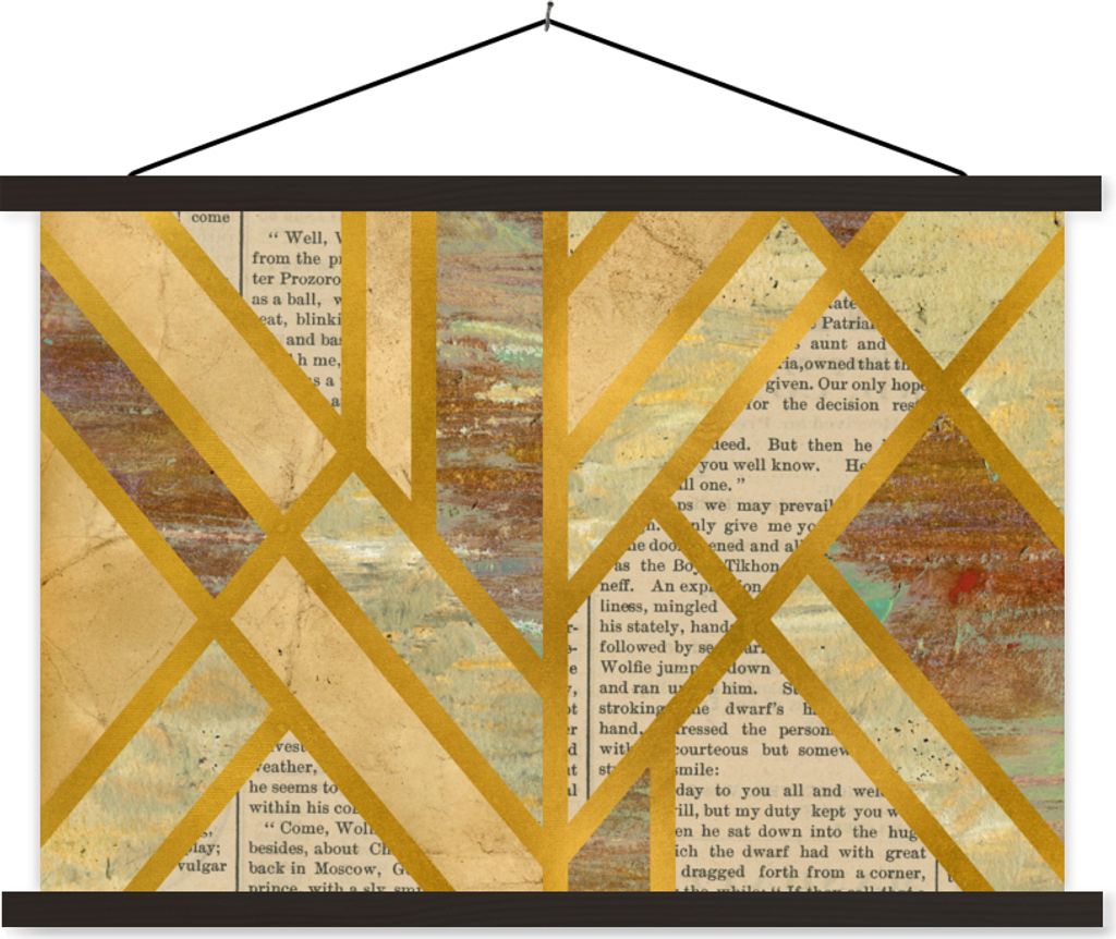MuchoWow Textilposter Vintage - Marmor - Design 90x60 cm mit schwarzem Rahmen - Aufhängungssatz