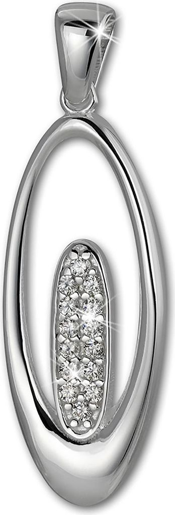 SilberDream Kettenanhänger Oval Zirkonia weiß 925 Silber Schmuck SDH406W