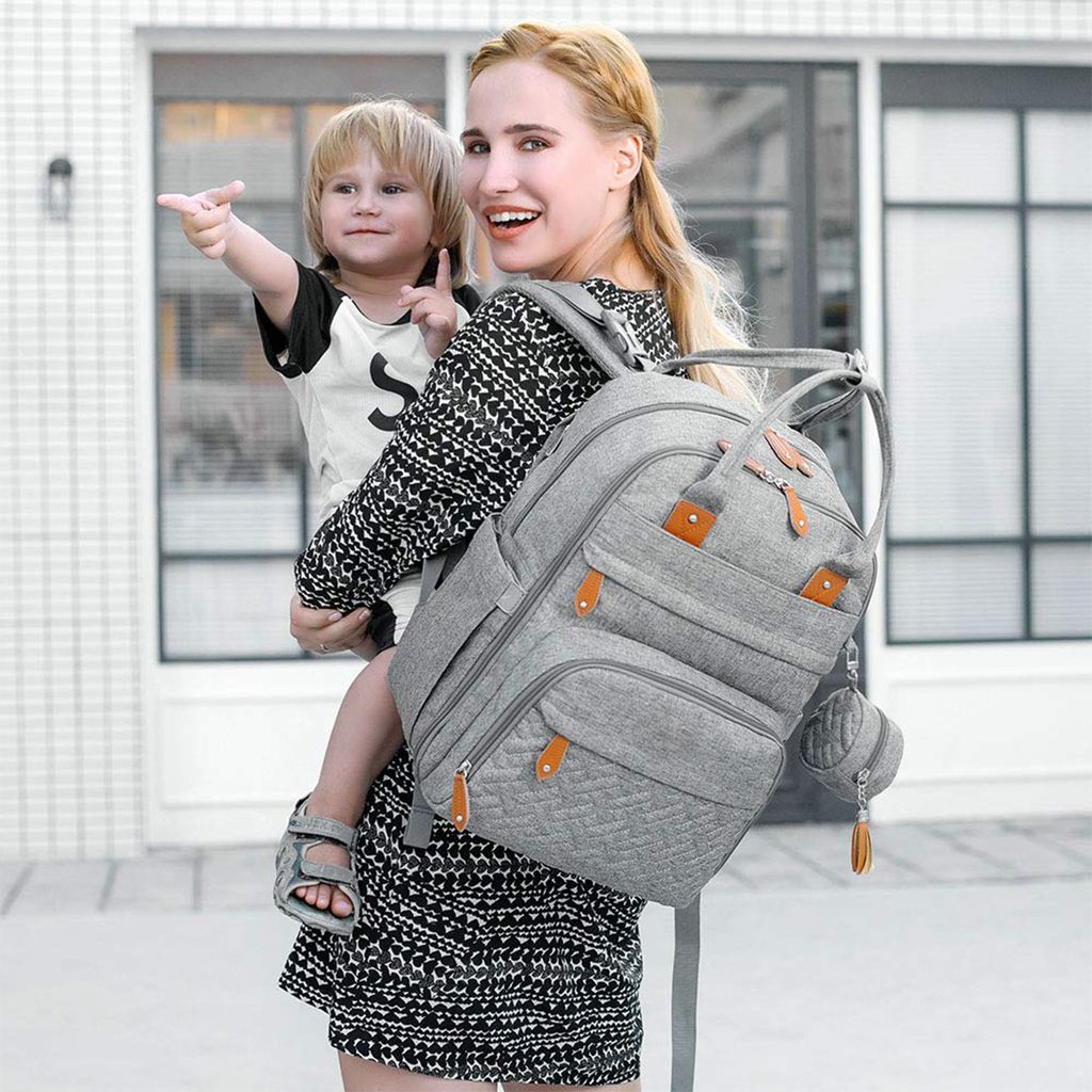 Große Kapazität 5 teiliges Tasche für Mama Multifunktional Reisen Baby Wickelrucksack Mama Reisetasche Braun 