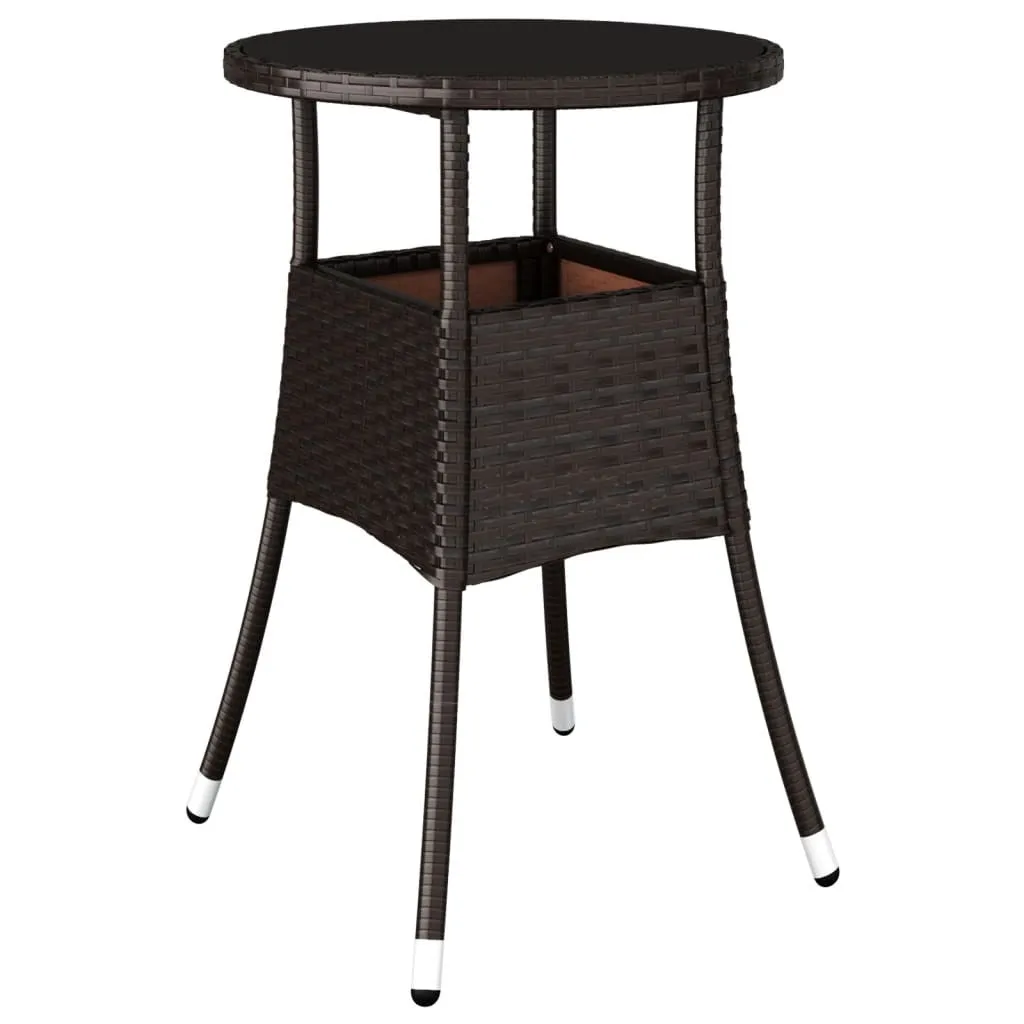 Tavolo da Giardino Marrone Ø60 cm vidaXL in Vetro e Rattan Sintetico