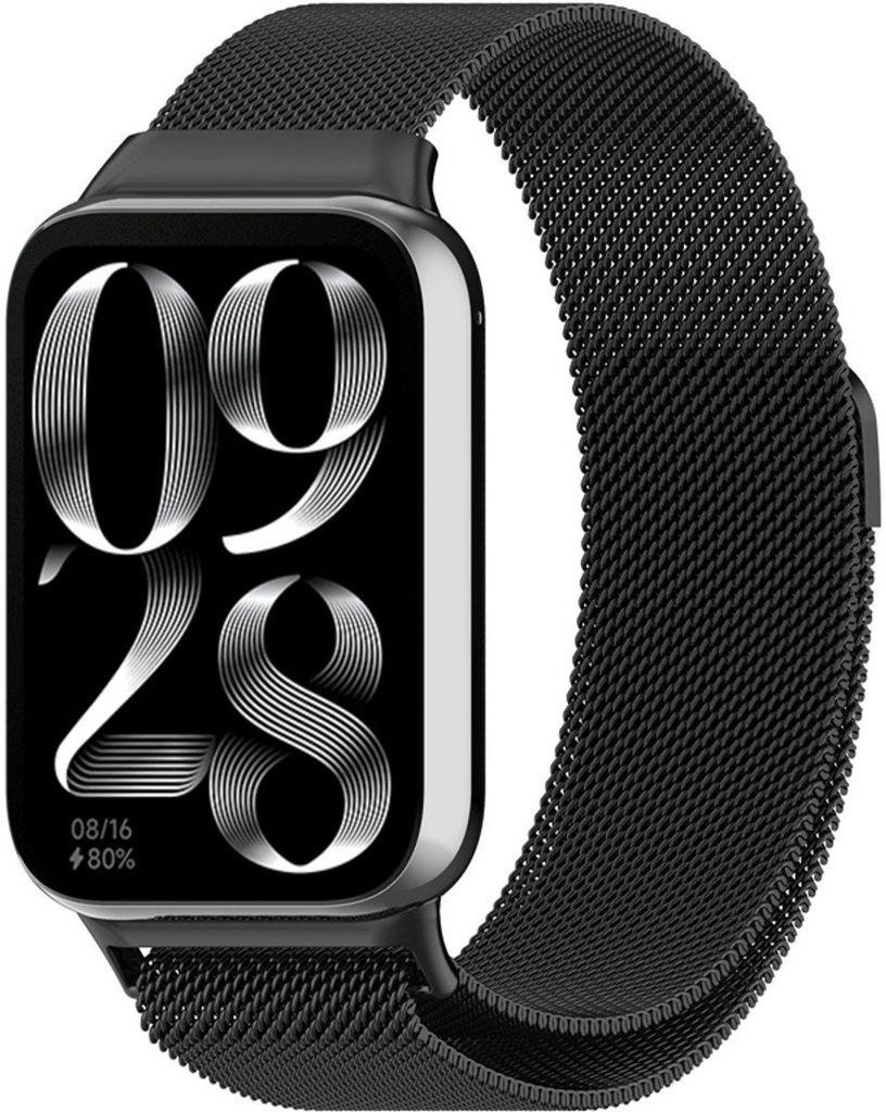 FFO2World Milanaise-Armband aus Edelstahl mit Magnetverschluss, kompatibel mit Xiaomi Smart Band 8 Pro/9 Pro & Redmi Watch 4/5, Schwarz