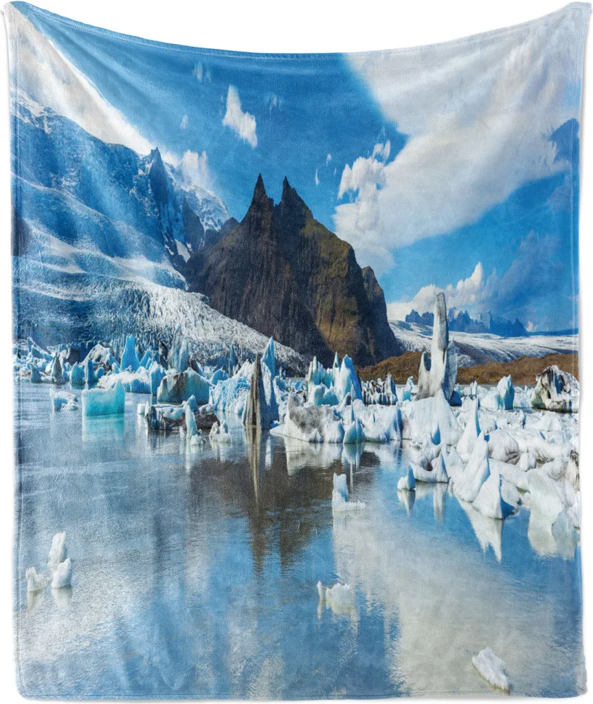 Coperta Morbida Pile ABAKUHAUS 175x230 cm | Islanda Iceberg Blu