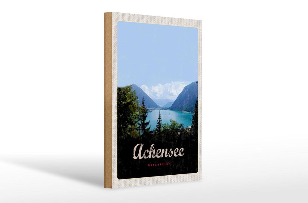 Holzschild Reise 20x30cm Achensee Wandertour Berge See Produktbild 